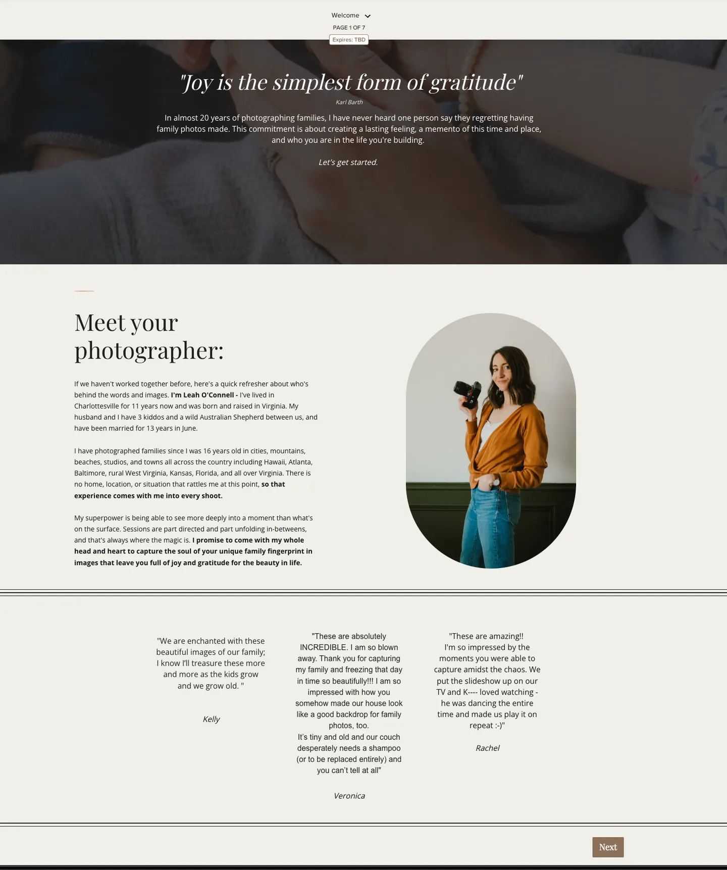 honeybook booking proposal as a family photographer