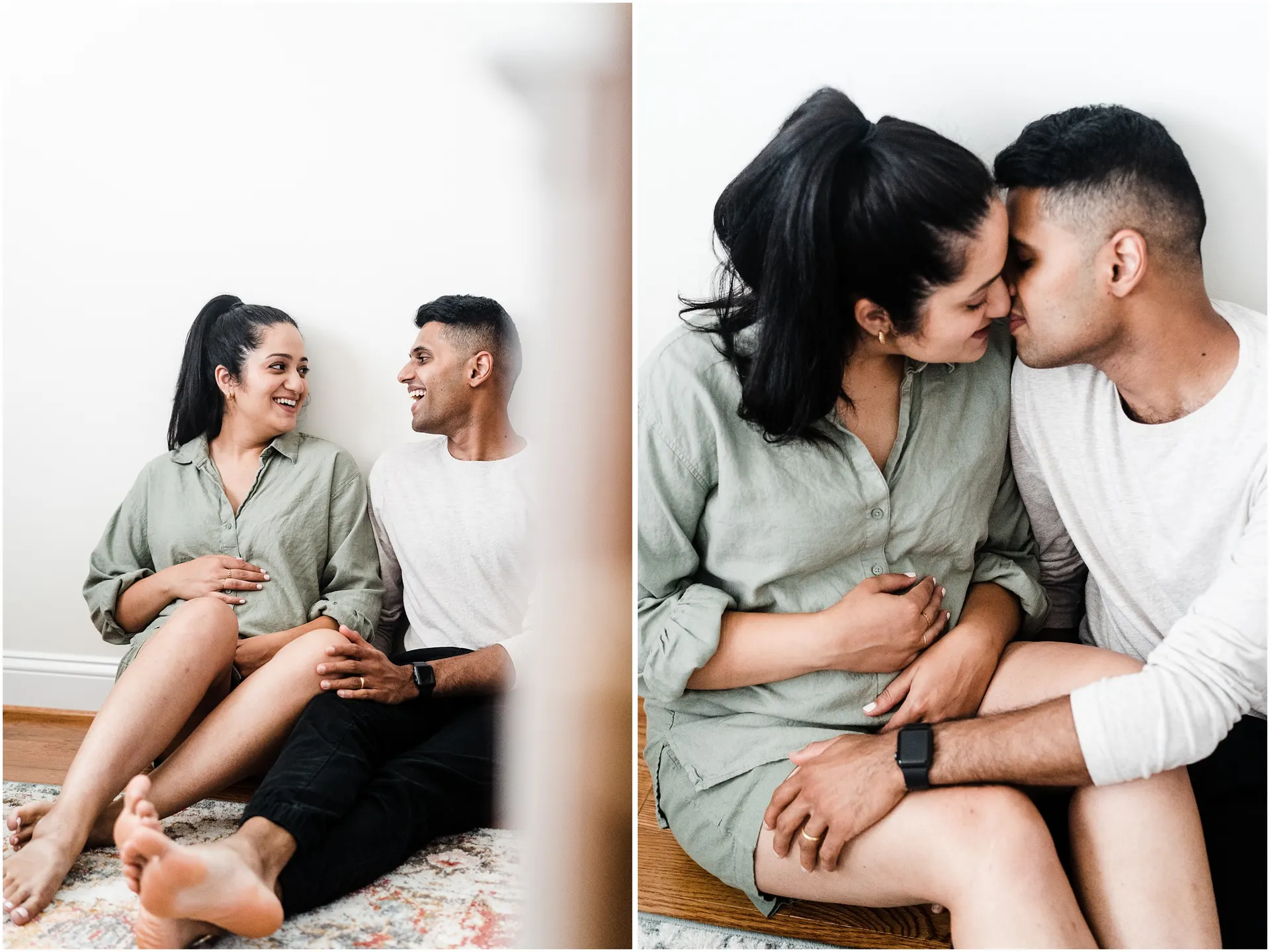 behind the scenes of maternity photos at home