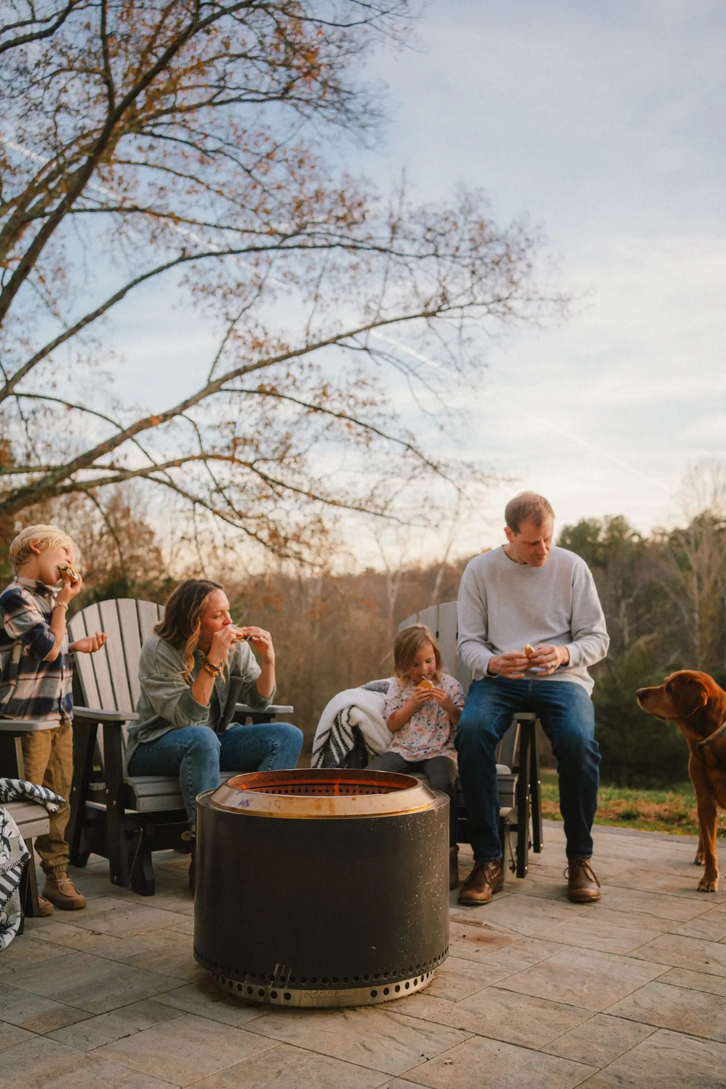 family photos with a bonfire in charlottesville, va