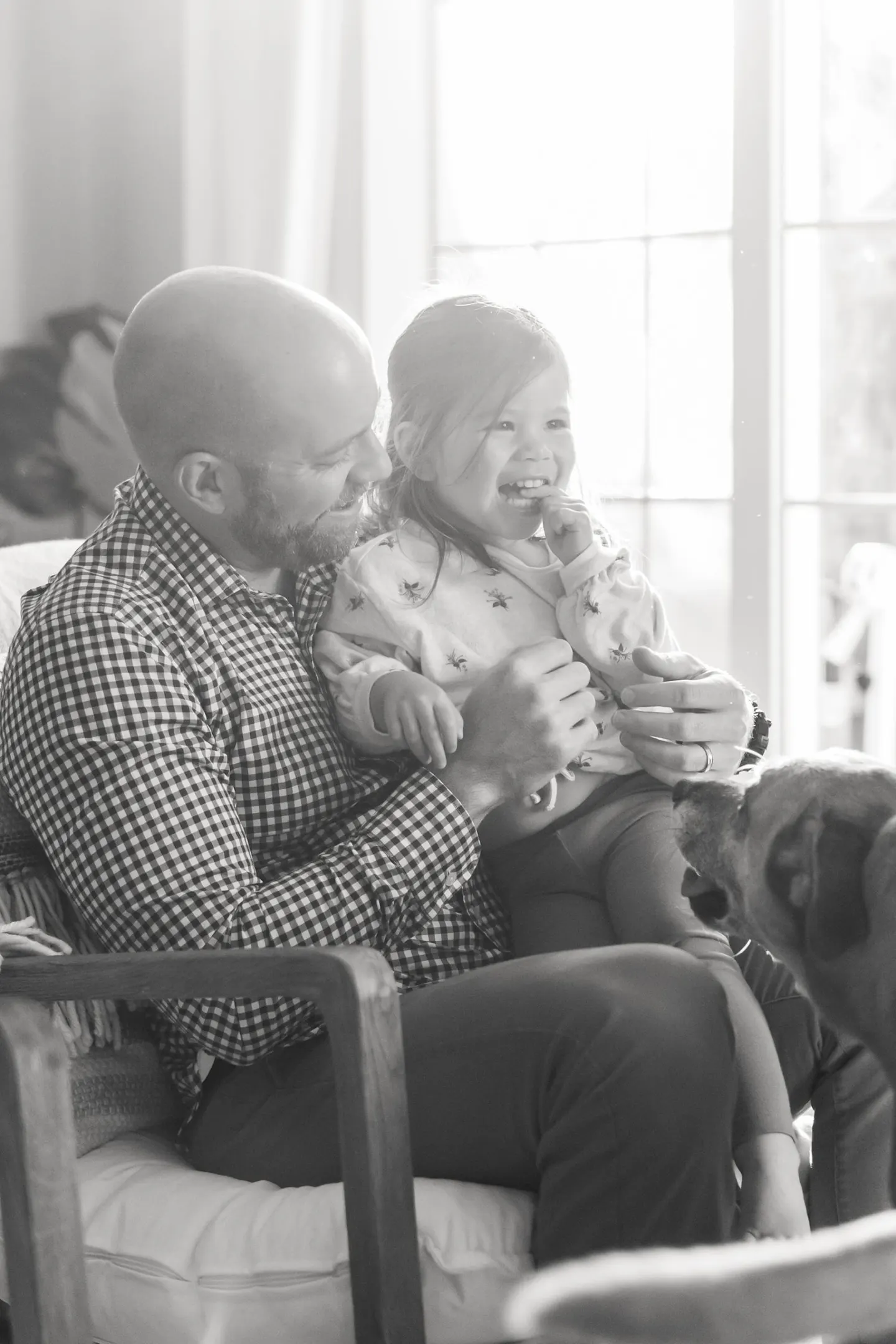 father and daughter together at home 