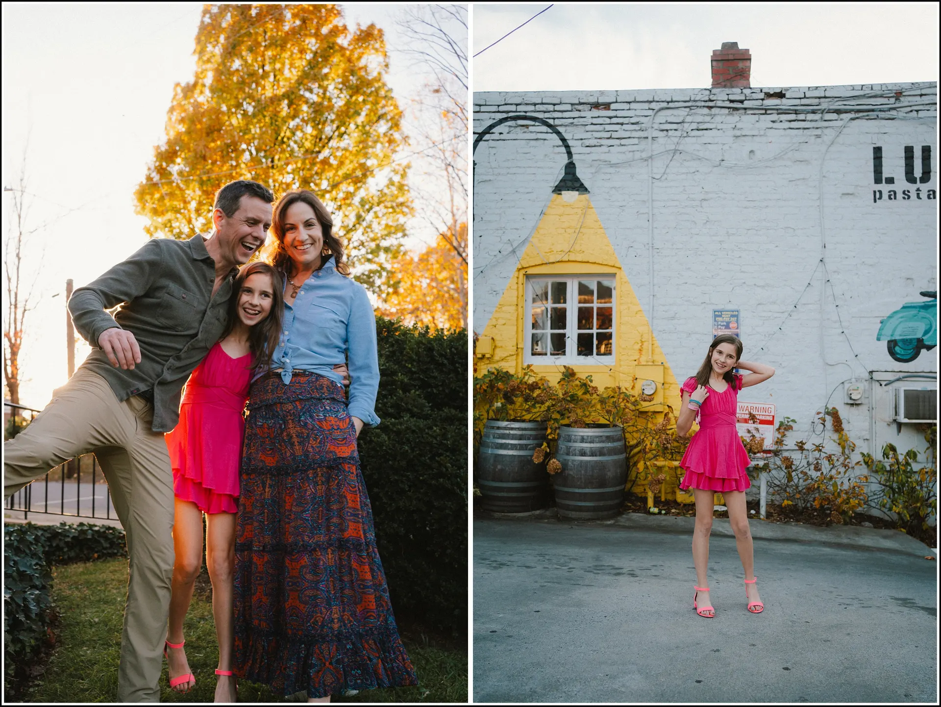 Charlottesville family photos in downtown urban location