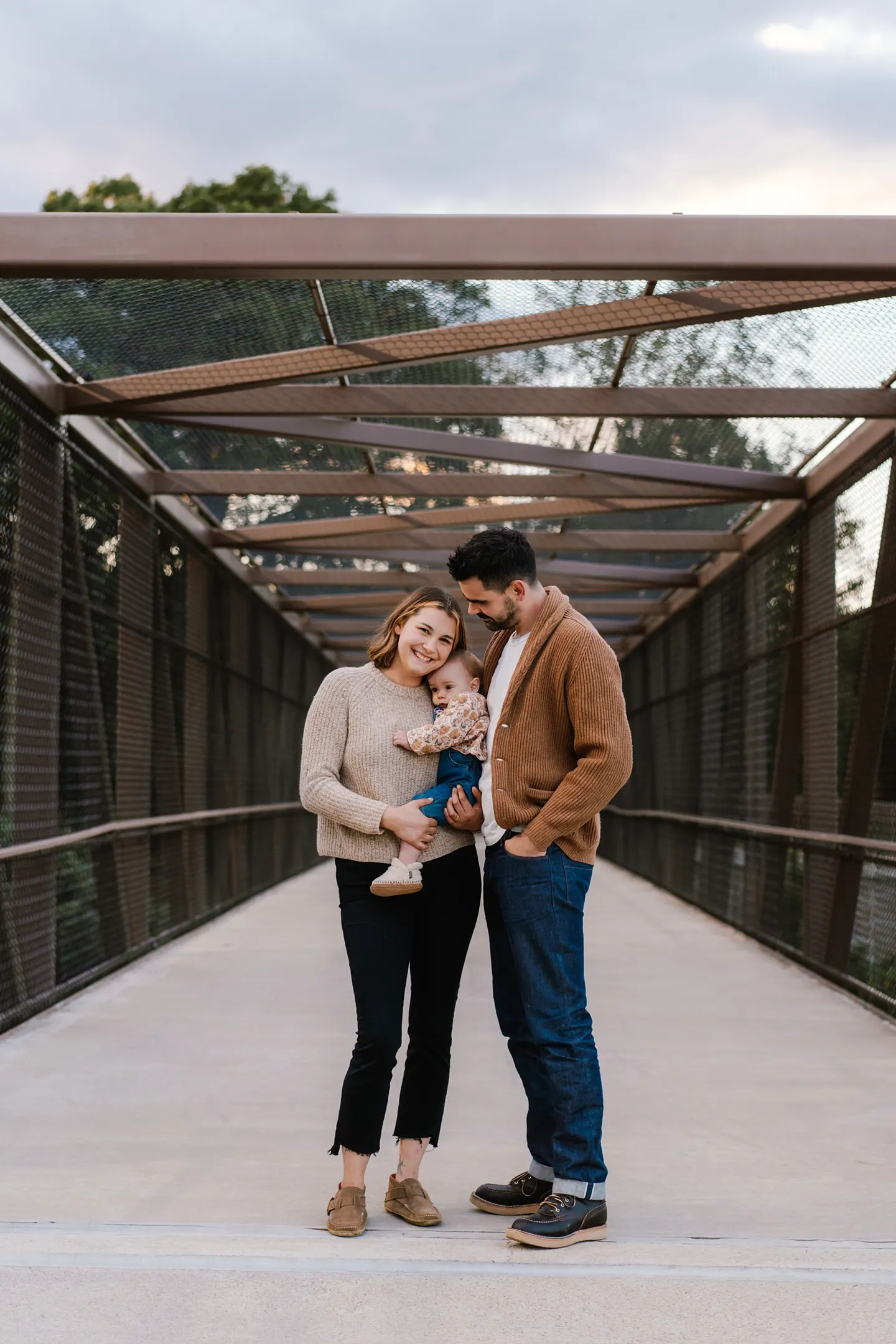 Outdoor fall photos in Charlottesville, VA with a family of 3