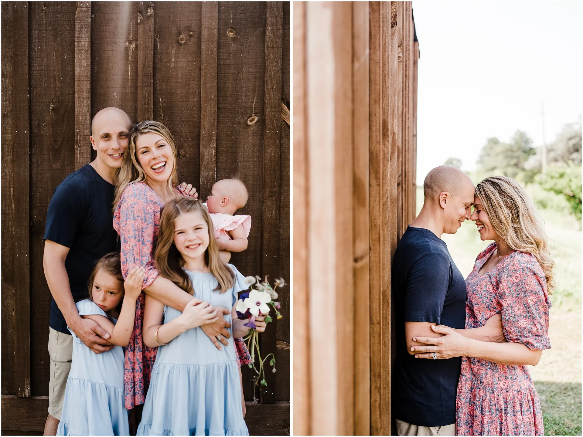 Playful family photos at Chiles Peach Orchard