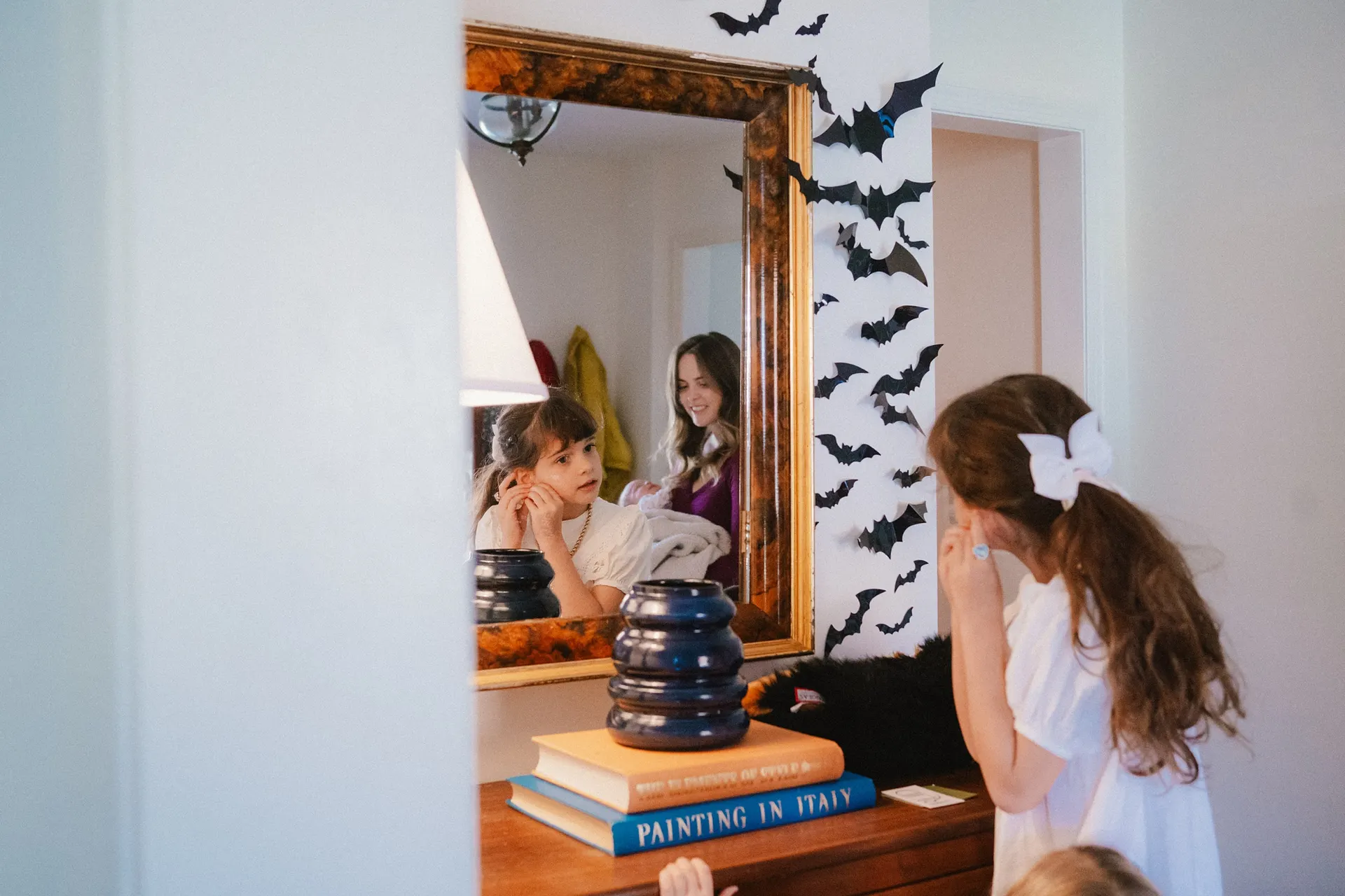 halloween decorations in family photos at home in Charlottesville family photos