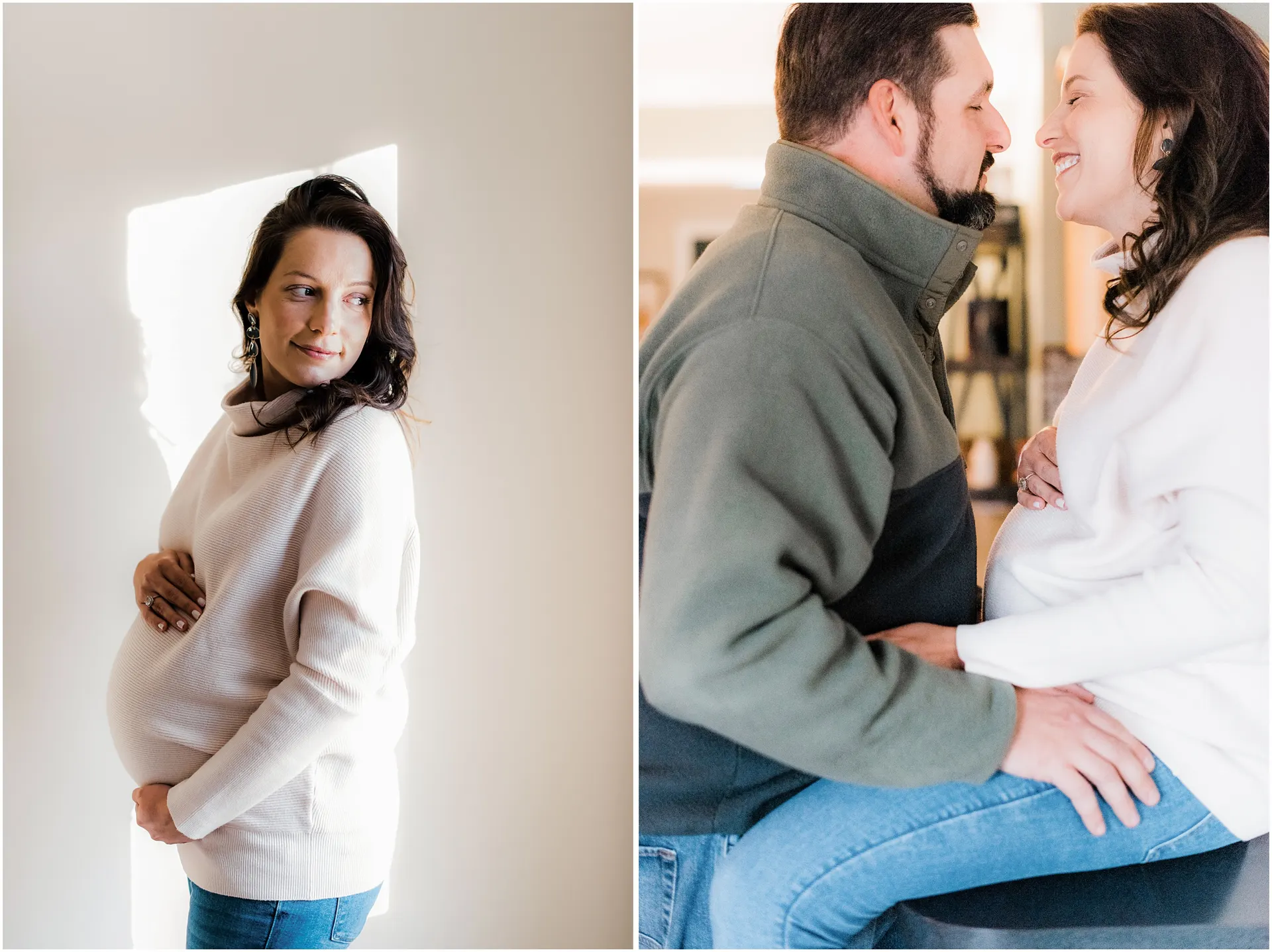 Maternity and newborn photos at home with the Barnes family