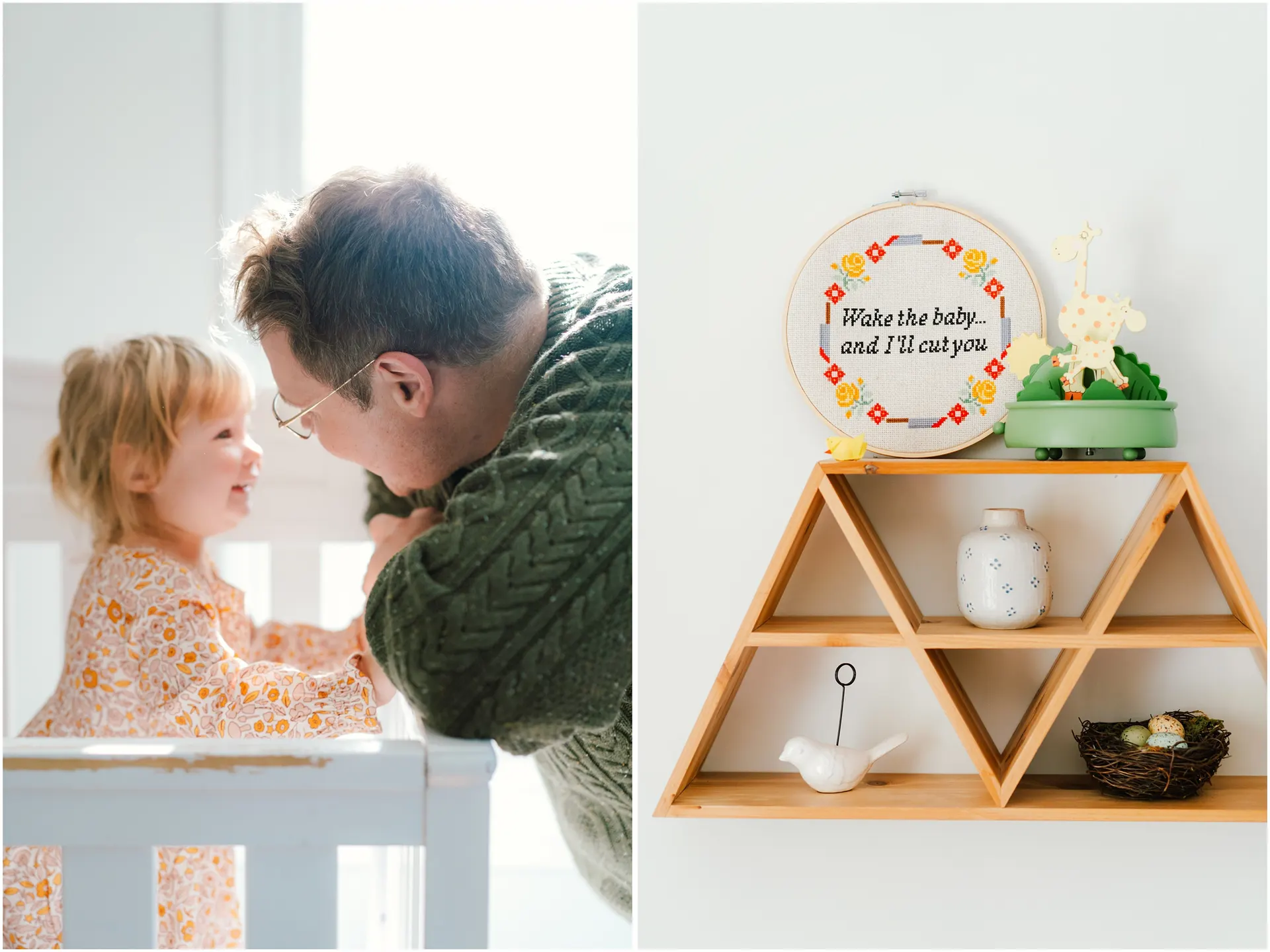 lifestyle family session at home with triplets