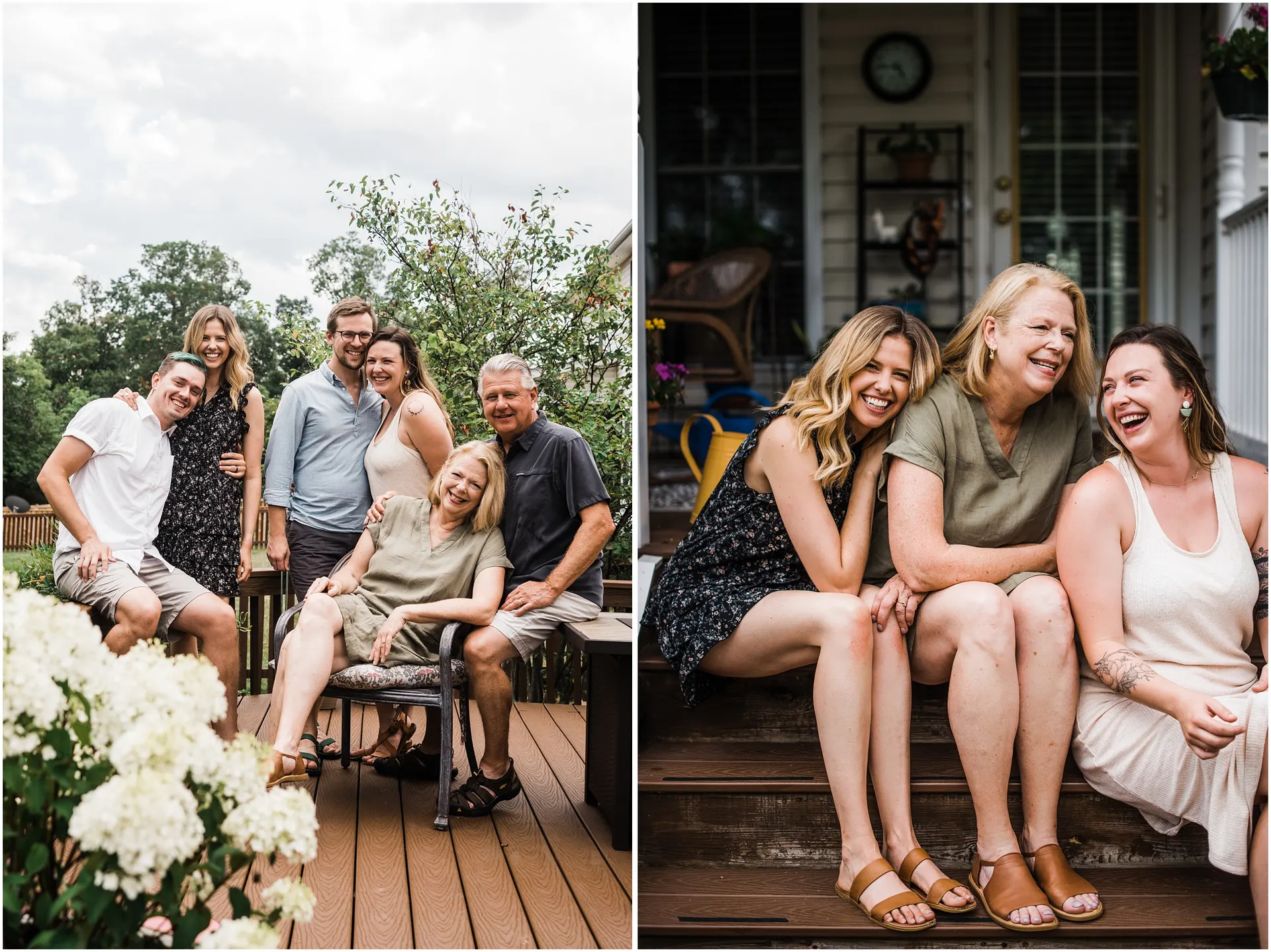 Lifestyle extended family photo session at home with all adults