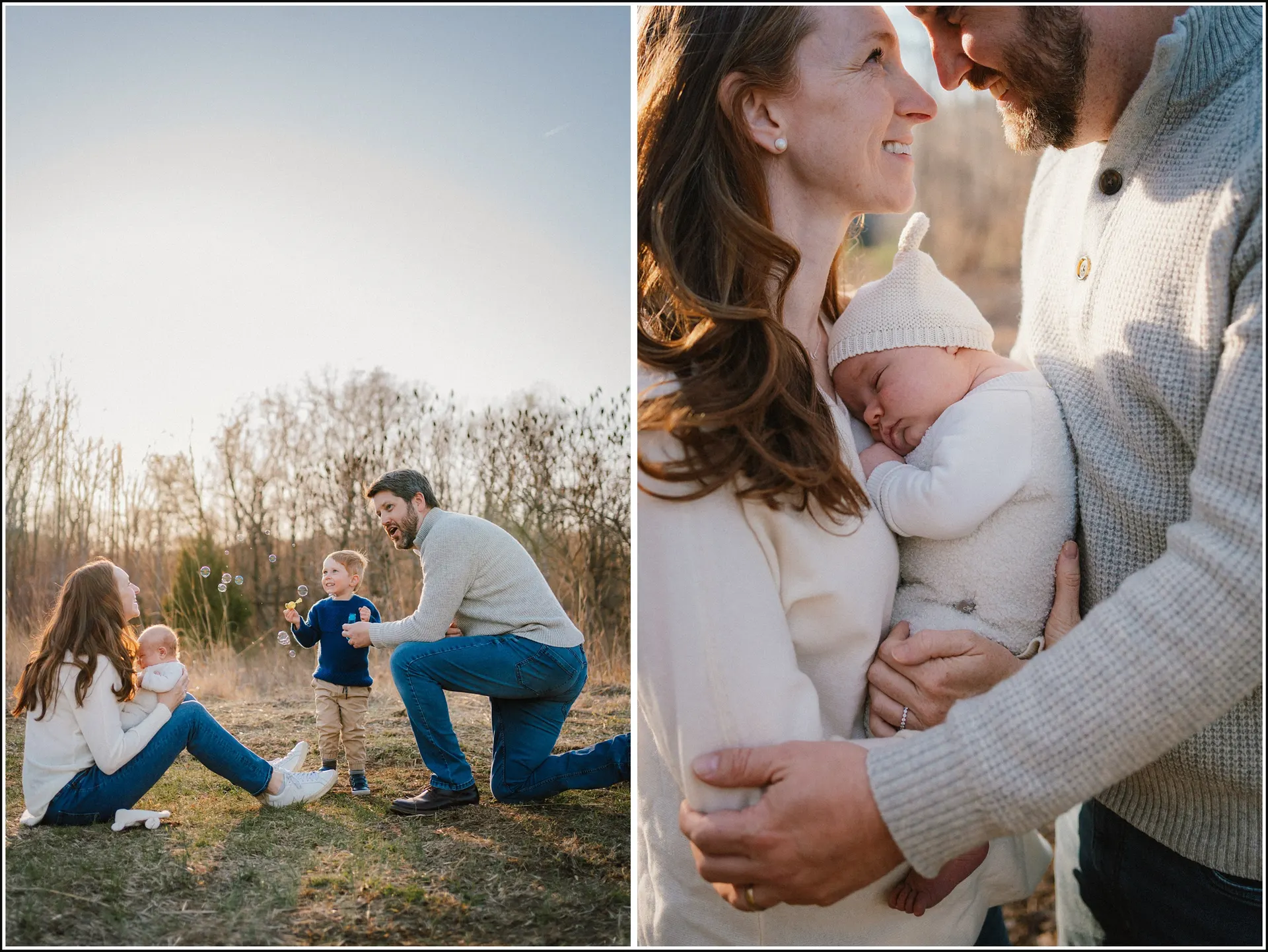 outdoor newborn photos in late fall in Charlottesville
