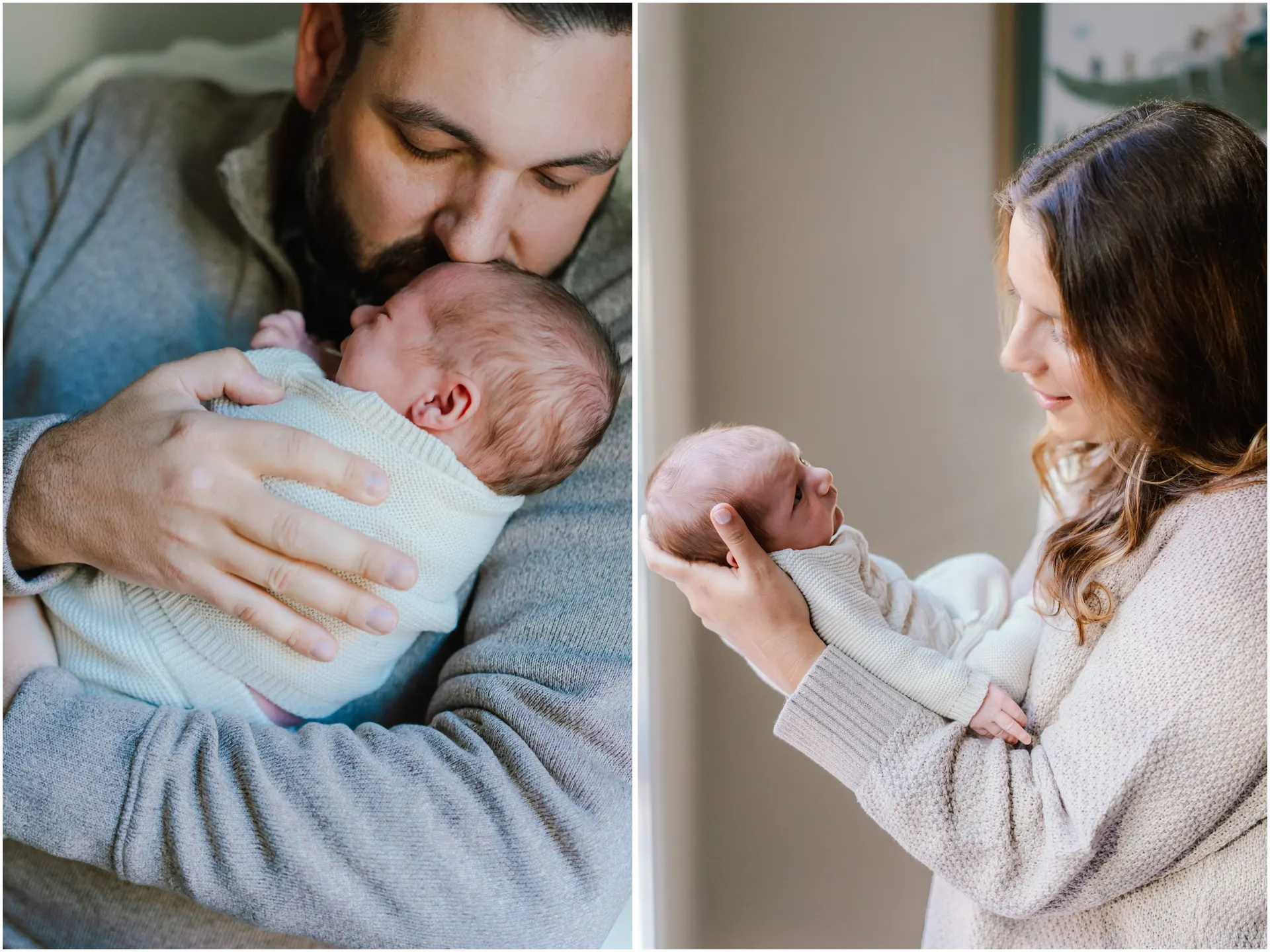 lifestyle newborn photos in a small home