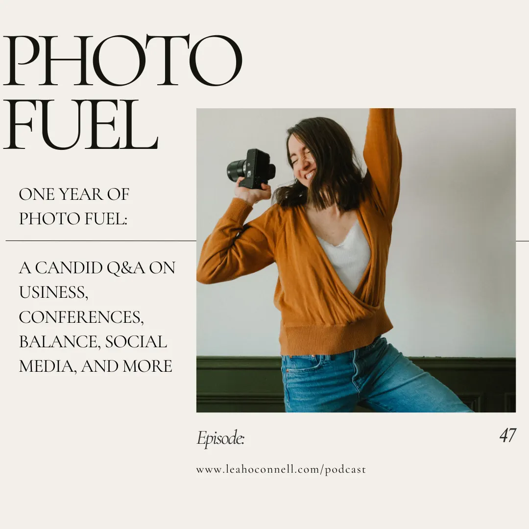 Cover art for "One Year of Photo Fuel: A Candid Q&A on Business, Conferences, Balance, Social Media, and more" — the Photo Fuel podcast