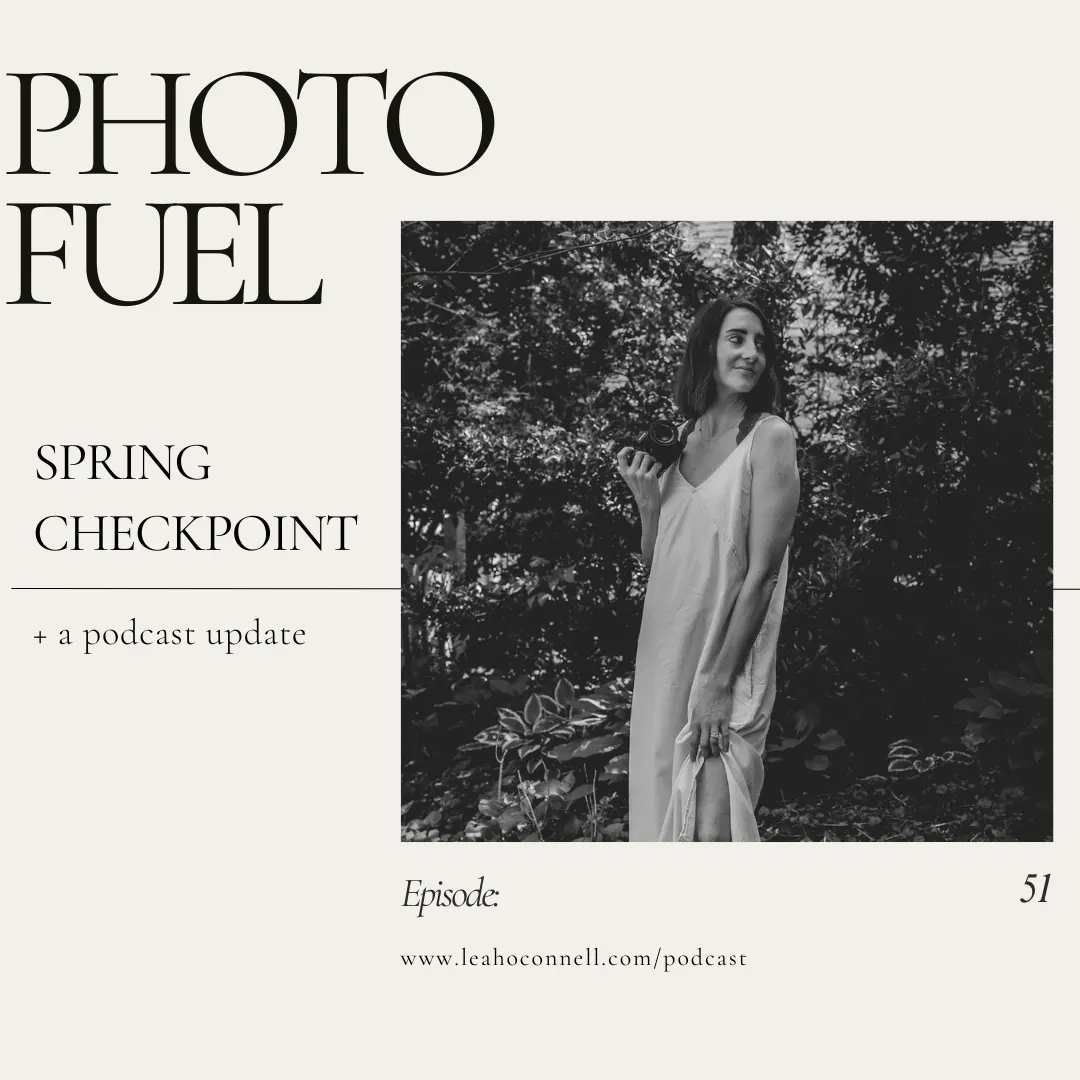 Cover art for "Spring Checkpoint (+ a podcast update)" — the Photo Fuel podcast