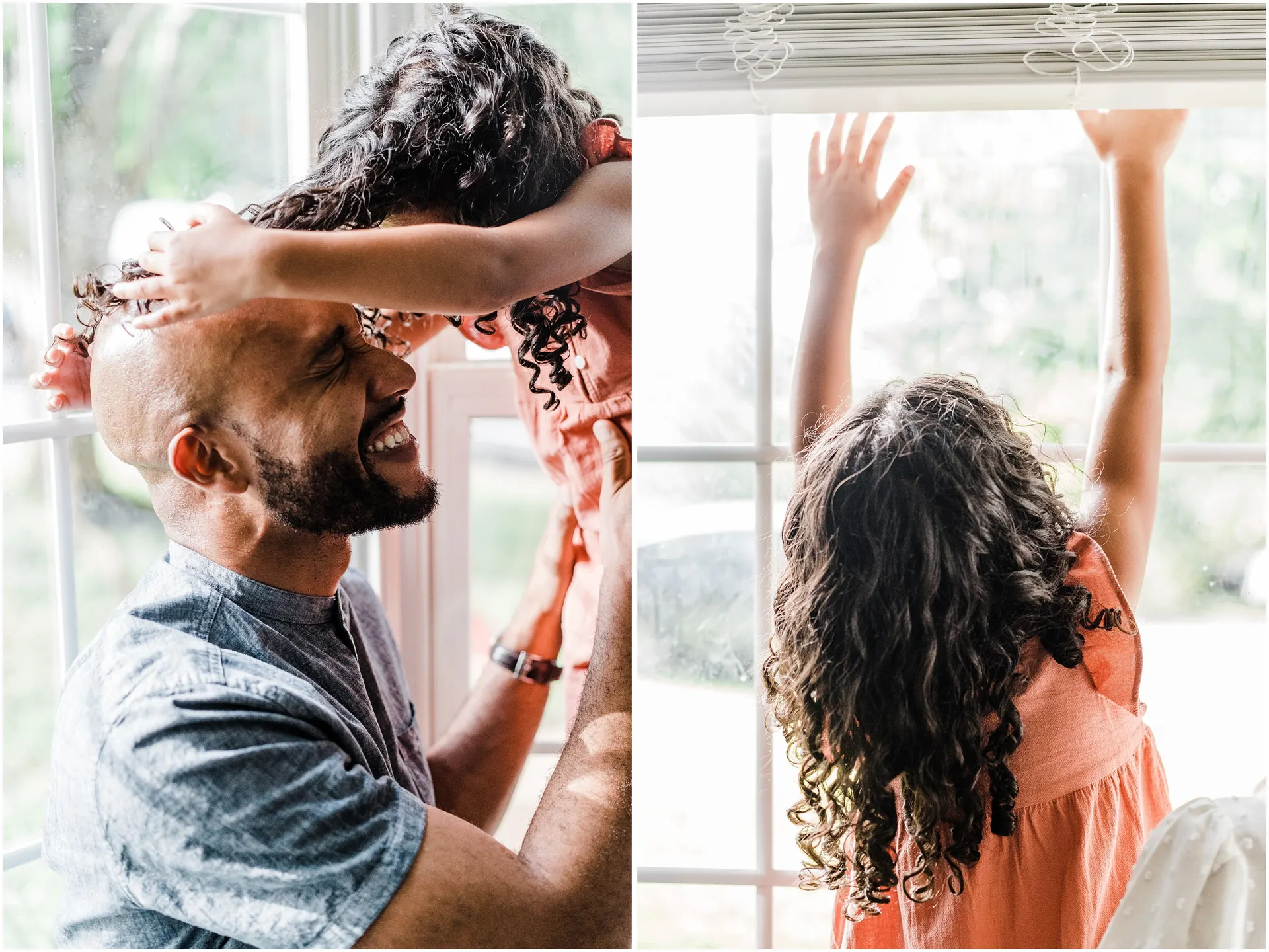 father and daughter poses at home sessions