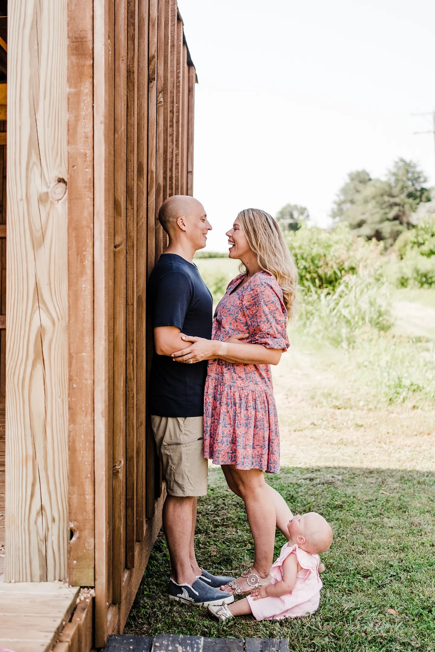 Playful family photos at Chiles Peach Orchard